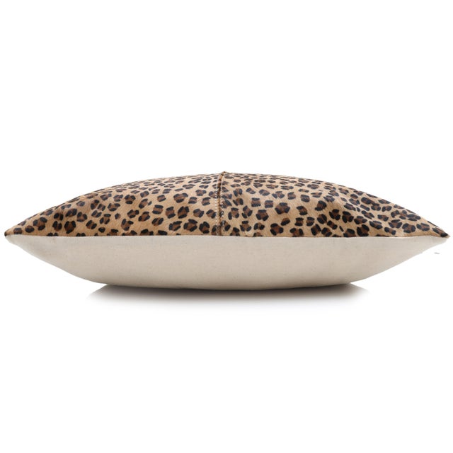 2020s Luxury Leopard Print Genuine Cowhide Throw Pillow 18x18 | Handmade Hair-on Leather Cushion For Sale - Image 5 of 8