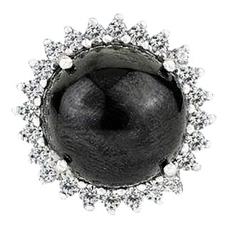 11.55 Carat Black Star & Zircon Halo Statement Ring in 925 Silver Size 6 For Sale