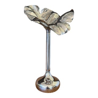 Vintage Sculptural Silver-Plated Flower Form Candlestick or Bud Vase, Bacillar For Sale