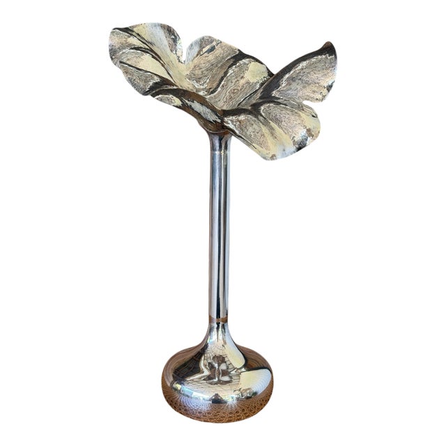 Vintage Sculptural Silver-Plated Flower Form Candlestick or Bud Vase, Bacillar For Sale