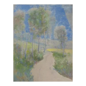 Early 20th Century Country Road Impressionist Landscape Painting