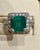 Green 2.8 Carat Emerald Cut Colombian Emerald and Diamond Ring Estate For Sale - Image 8 of 8