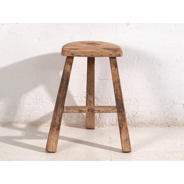 Antique Asian Stool in Elm, 1900s For Sale - Image 3 of 8