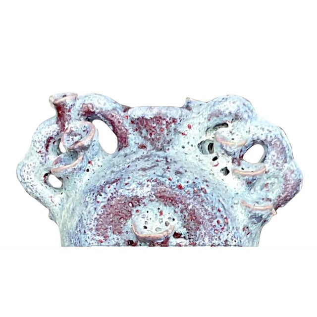 Ruby Red Vintage Boho Lava Glaze Studio Pottery Sculpture For Sale - Image 8 of 12