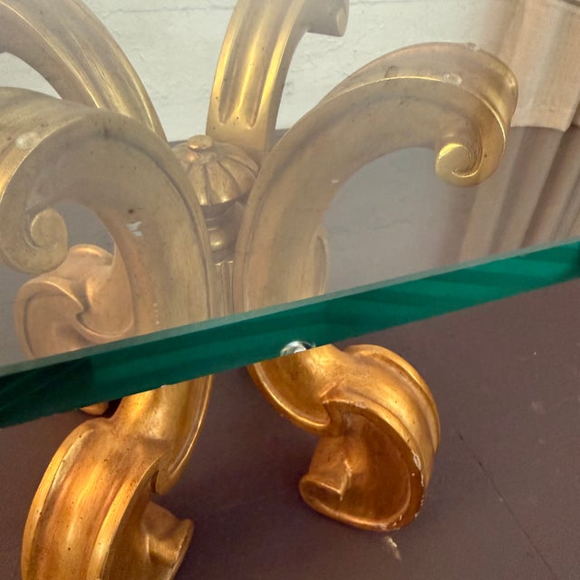 Late 20th Century Hollywood Regency Scrolled Gilt Octagonal Glass Side Table For Sale In New York - Image 6 of 7
