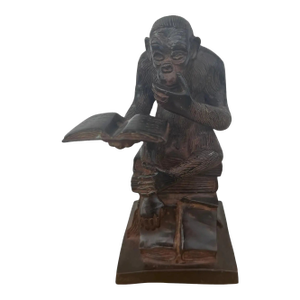 Vintage Darwin Bronze Thinking Monkey Statue