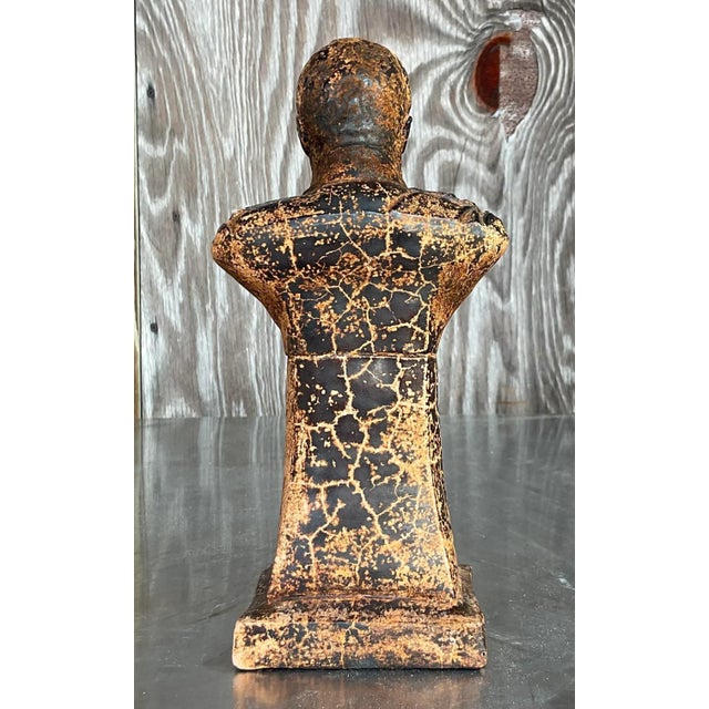 Vintage Patinated Plaster Military Officer Bust For Sale - Image 4 of 14