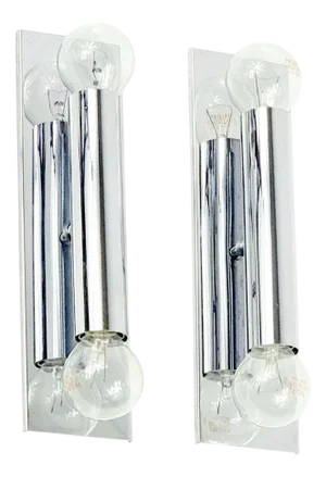 Mid-Century Modern Sputnik Chrome Wall Lamps from Doria, 1970s, Set of 2