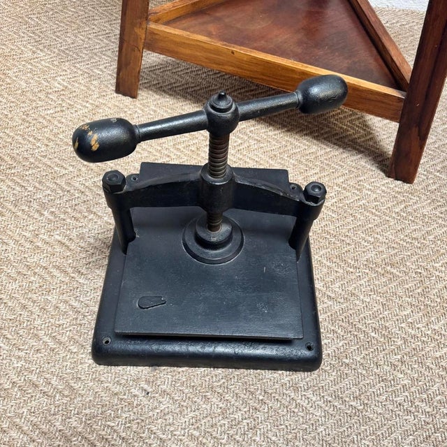 Antique Cast Iron Book Press on Workshop Tripod Stand, 1890s For Sale - Image 14 of 18