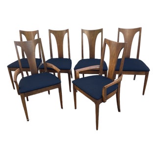 Set of 6 Mid-Century Modern Broyhill Brasilia Sculpted Walnut Dining Chairs For Sale