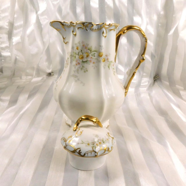 Ceramic Late 18th Century White Floral Chocolate Pot Teaport Coiffe at Cie Limoges For Sale - Image 7 of 14