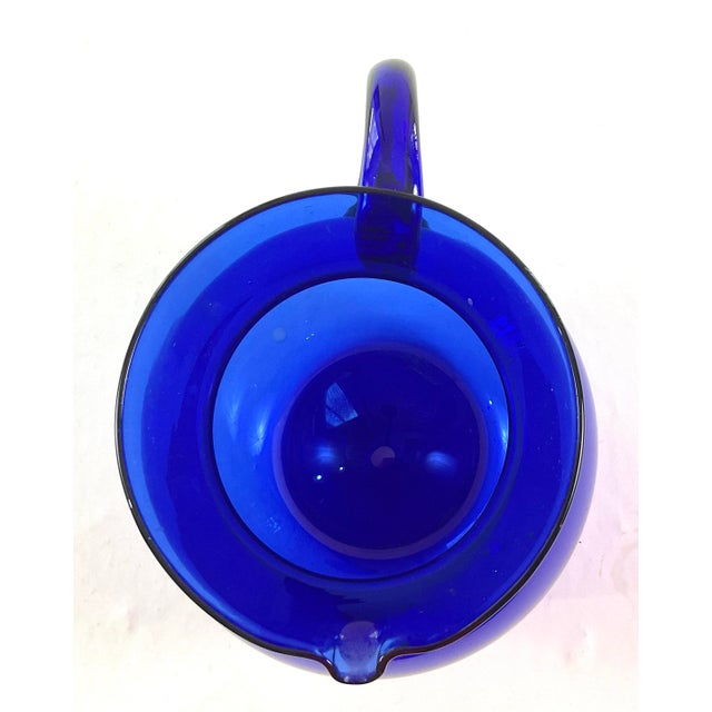 1950s Superior,large -Mid Century ,Hand Blown Cobalt Pitcher For Sale - Image 4 of 6