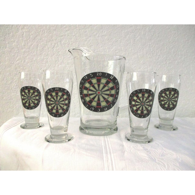 1990s Dart Board Glass Beer Set - Set of 5 For Sale - Image 5 of 5