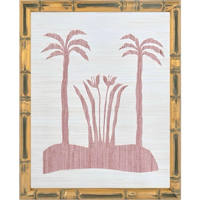 Abstract original hand cut collage botanical palm study in gilded frame with overall dimensions of 13.5 inches x 16.5...