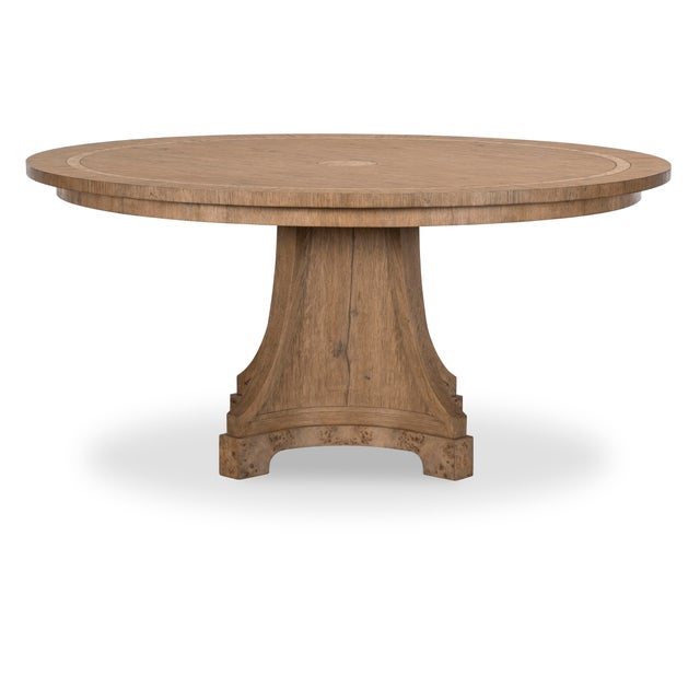 Crafted from Oak Veneers, Oak Solids with accents of Mappa Burl Veneer, the Monterey Round Dining Table is a beautiful...