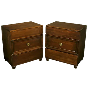 Lacquer Glazed Dark Mahogany Three-Drawer Commodes - a Pair
