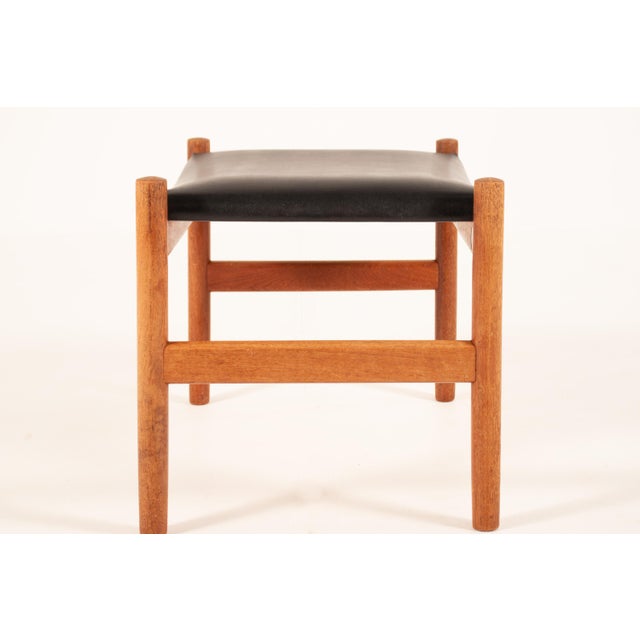 Mid-Century Modern Vintage Danish Teak Ottoman by Hugo Frandsen for Spøttrup, Denmark, 1960s For Sale - Image 3 of 10