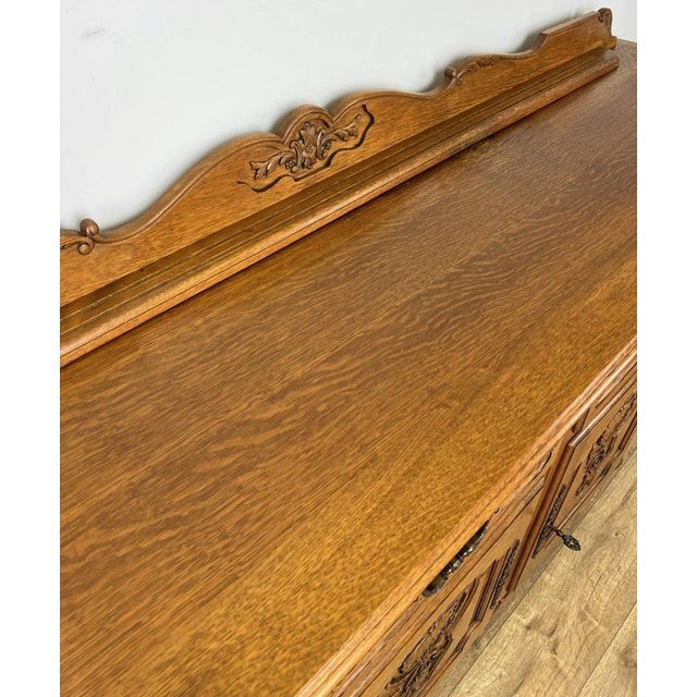 Vintage Louis French Oak Four Door Cupboard For Sale - Image 11 of 17