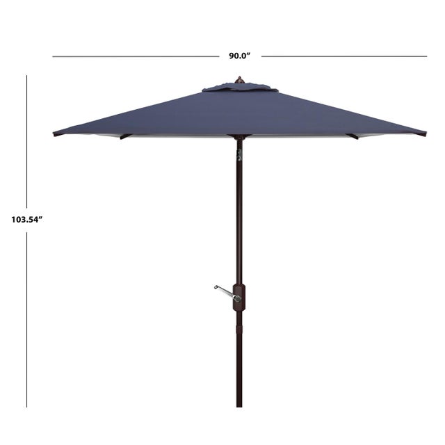 Athens 7.5 Ft Square Crank Umbrella, Navy With White Understripe For Sale In Philadelphia - Image 6 of 7