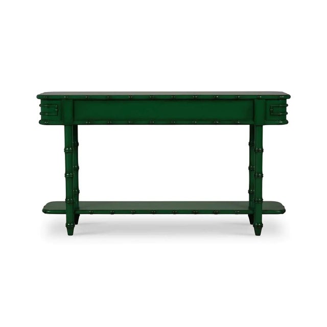 Jade Faux Bamboo Console Table in Jade Green For Sale - Image 8 of 11