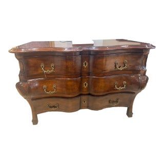 Hand Carved French Provincial Fruitwood Bombe Chest For Sale