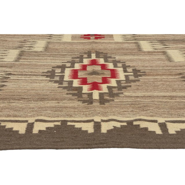 Navajo Indian Art Southwest Modern Navajo-Style Kilim Rug With Storm Pattern - 09'04 X 11'07 For Sale - Image 4 of 9