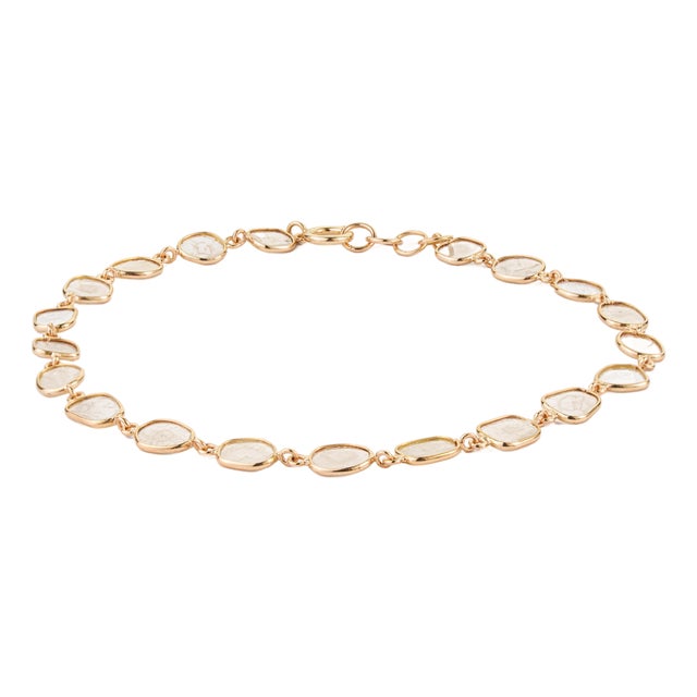 Natural Uncut Diamond Bezel Set Station Bracelet, 1.68 Carat in 18k Gold For Sale