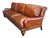 Wood 1970s English Traditional Light Brown Leather Sofa With Nail Head Trim & Carved 6-Leg Base For Sale - Image 7 of 16