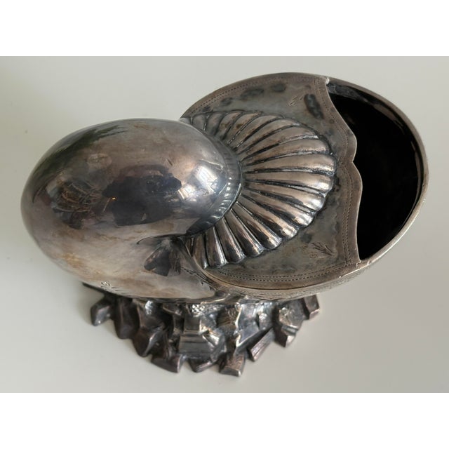 Victorian Late 19th Century Victorian Silver Plated Nautilus Shell Spoon Warmer – Decorative Engraving For Sale - Image 3 of 12