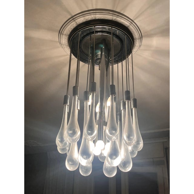 Silver Vintage Chandelier in Chrome Steel and Murano Glass from Venini, 1970s For Sale - Image 8 of 17