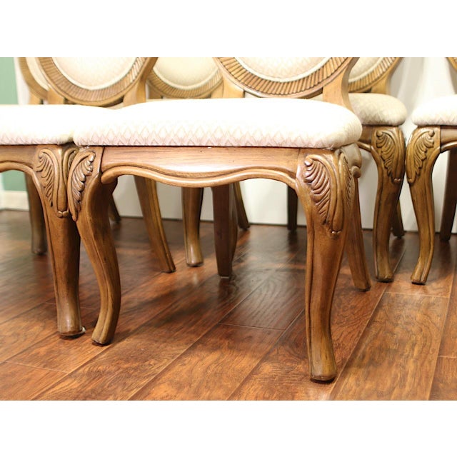 Carved Upholstered Cream Dining Chairs by Southern a.r.t Furniture