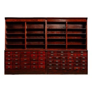Massive Early 20th Century Double Apothecary Cabinet Set by W. B. McLean For Sale