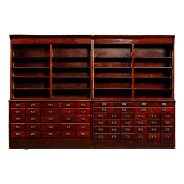 Massive Early 20th Century Double Apothecary Cabinet Set by W. B. McLean For Sale