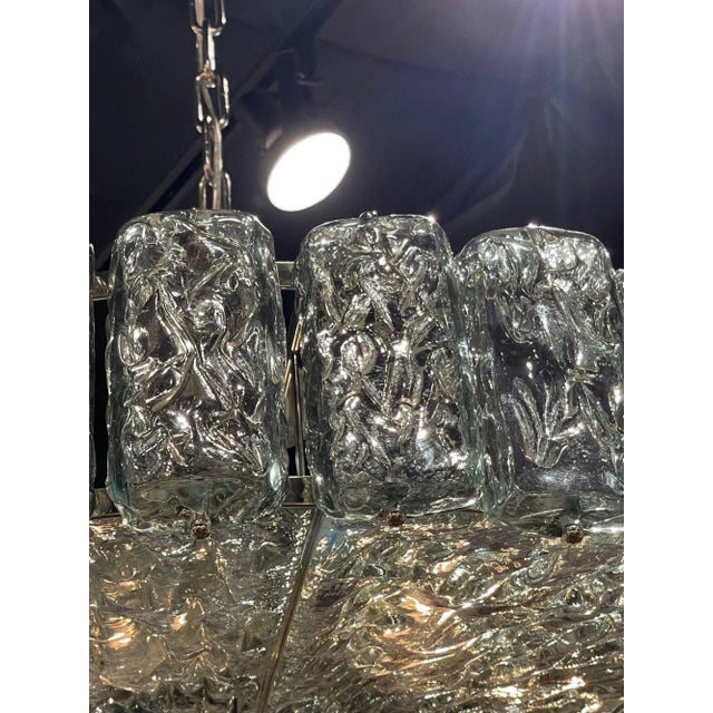 Modern Modern Murano Glass Fontana Green Ice Block Disc Chandelier For Sale - Image 3 of 9