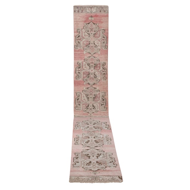 1960s Vintage Turkish Karapinar Runner Rug With Pastel Color 3'3'' X 21'4'' For Sale - Image 13 of 13