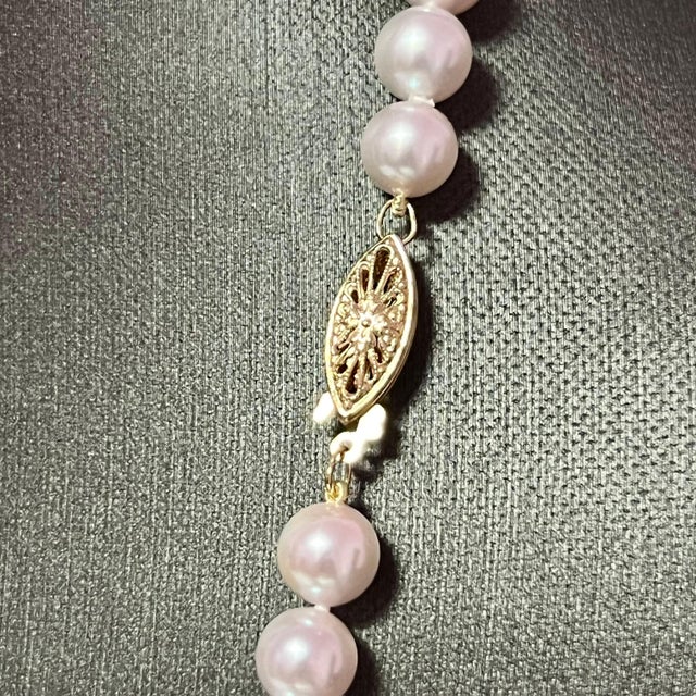 Fine Quality Akoya Pearl Necklace 24" 14k Y Gold 8 mm Certified For Sale - Image 9 of 10