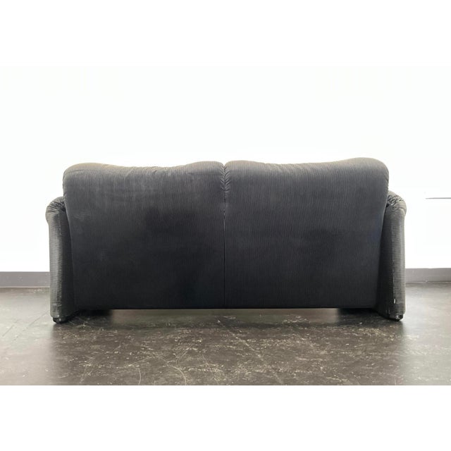 Vintage Grey Velvet Maralunga Sofa with Armchair by Vico Magistretti for Cassina, 1970s, Set of 2 For Sale - Image 12 of 18
