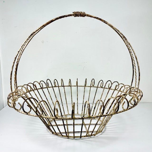 Art Nouveau 1950s Vintage French Art Nouveau Boho Chic Large Jardiniere Basket Planter. For Sale - Image 3 of 14