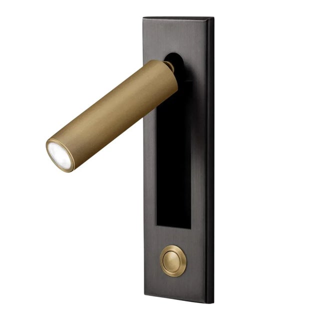 Contemporary Black Bronze With English Brass Led Dock Button Reading Light For Sale - Image 9 of 9
