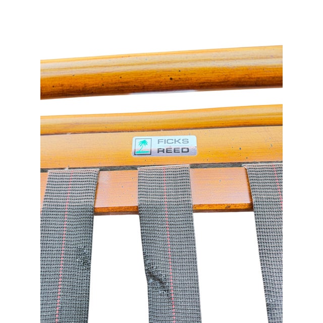 Pair of Vintage Ficks Reed Rattan Lounge Chair Frames With Lattice Sides For Sale - Image 13 of 13