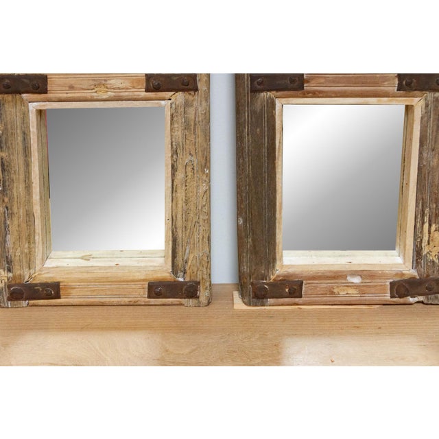 Pair of Antique Farmhouse Teak Door Mirrors For Sale In Los Angeles - Image 6 of 10