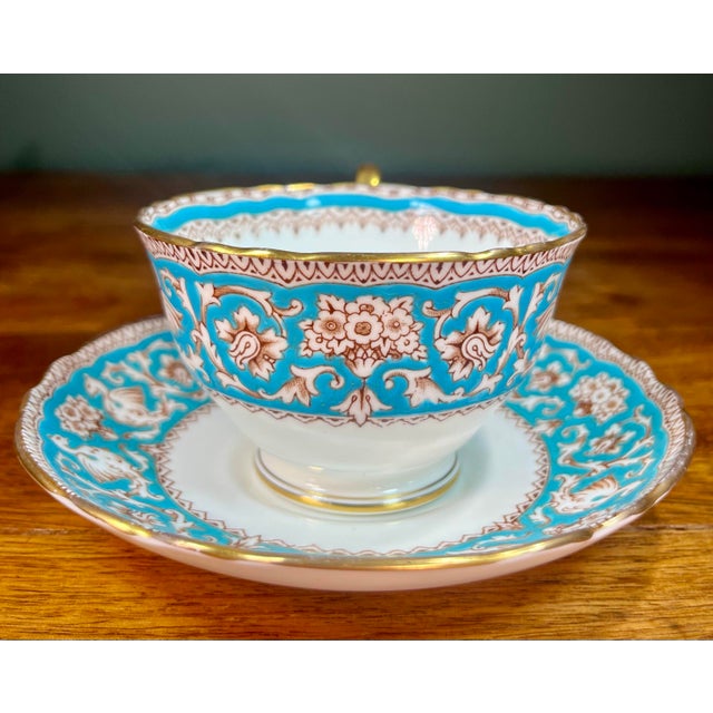 1970s Crown Staffordshire Ellesmere Footed Cup & Saucer Set For Sale In Orlando - Image 6 of 9
