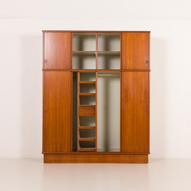 Brown Large Mid-Century Teak Wardrobe from Omann Jun, Denmark, 1970s For Sale - Image 8 of 18