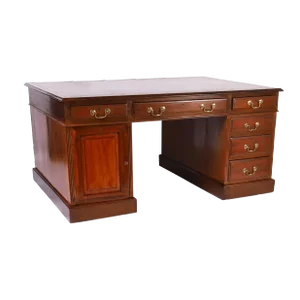 Antique English Georgian Style Leather Top Partners Desk