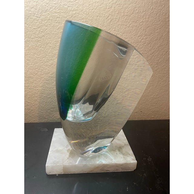 Glass Signed Goran Warff for Kosta Boda Sweden 8” Mirage Sommerso Vase For Sale - Image 7 of 7