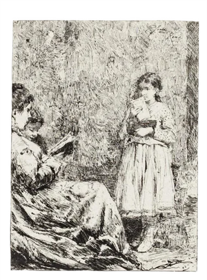 Pio Joris - the Reading - Original Etching - Early 20th Century
