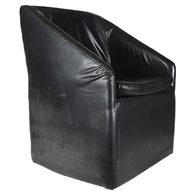 Italian Black Leatherette Armchair, 1980s For Sale