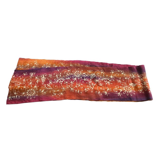 Folk Art Vintage Indonesian Jewel Tone Batik Bark Cloth Textile, 6 Yards For Sale - Image 3 of 10