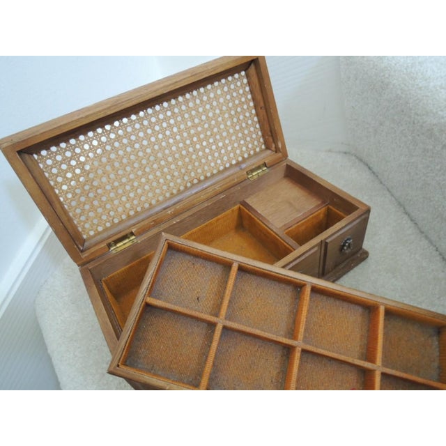 Cane Top Oak Wood Jewelry Music Box For Sale - Image 9 of 12