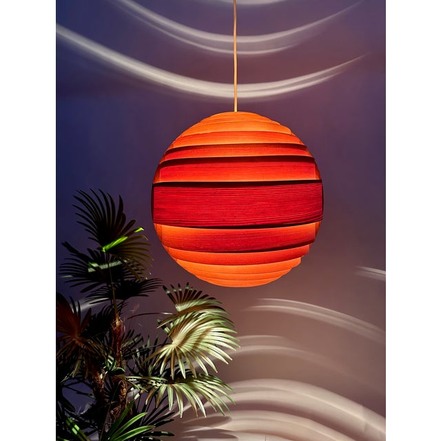 Large Spherical Hanging Lamp in Pine Veneer by Hans-Agne Jakobsson for Ellyset, 1960s For Sale - Image 6 of 18